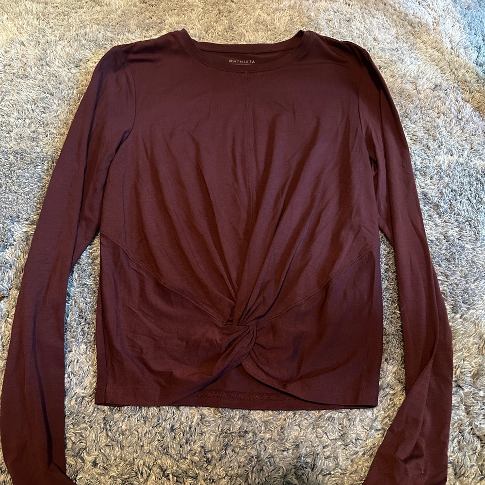 Athleta knot front long sleeve shirt size XS extra small